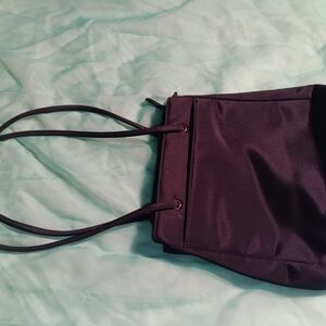 Black Satin Shoulder Tote Bag - Women